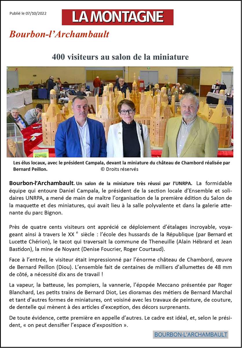 Exposition à Bourbon-l'Archambault (Allier) Octobre 2022