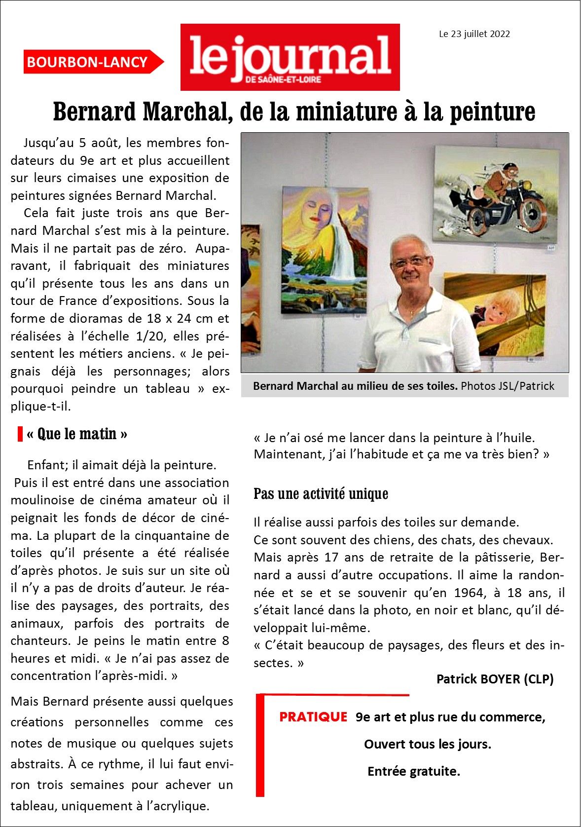 Article de presse Le journal de Saône-et-Loire Juillet 2022